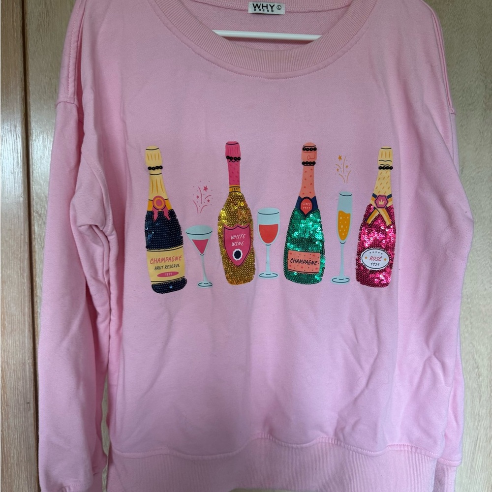 Champagne Pink Graphic Women Sweater